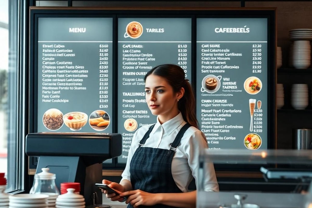 Multi-panels digital signage for coffee store